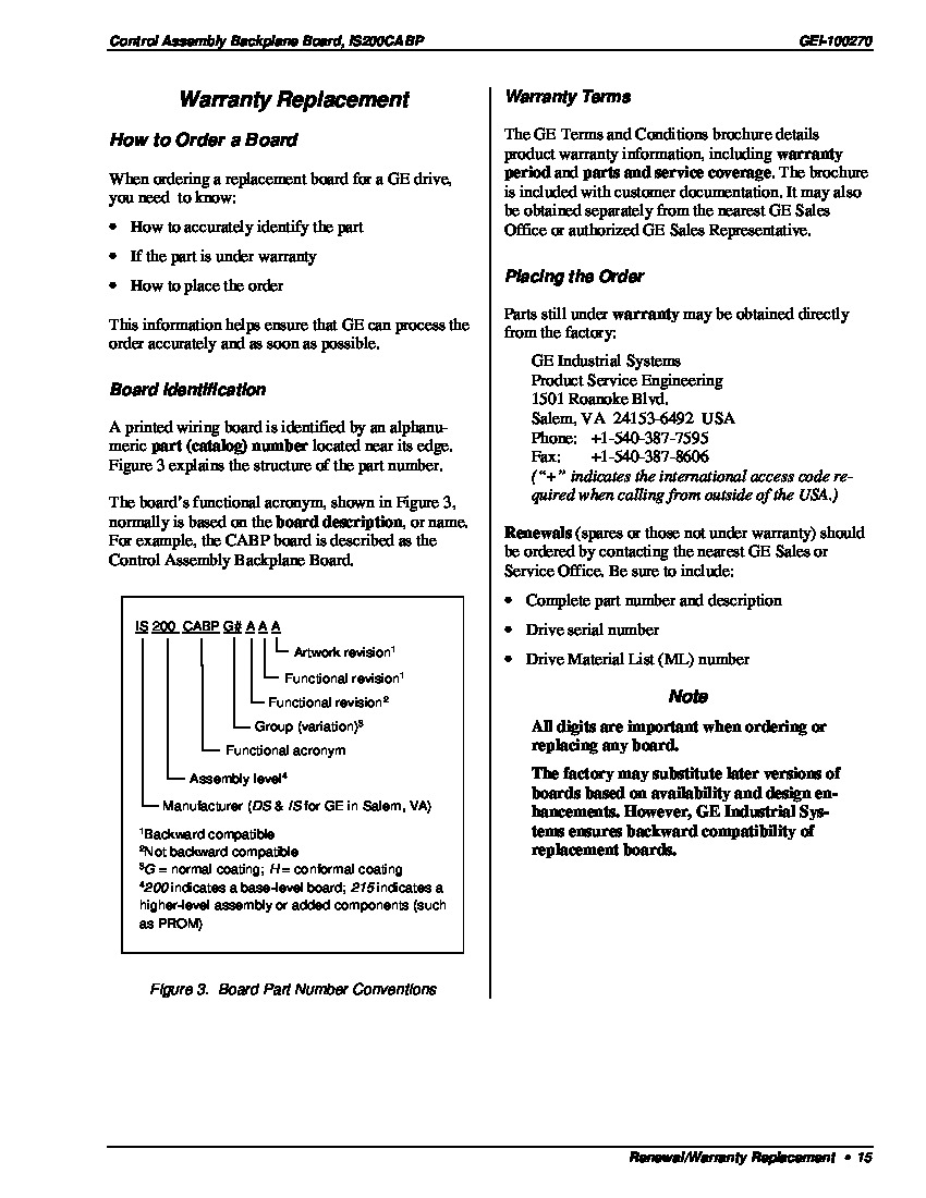 First Page Image of IS200CABPG1A Control Assembly Backplane Renewal Replacement.pdf